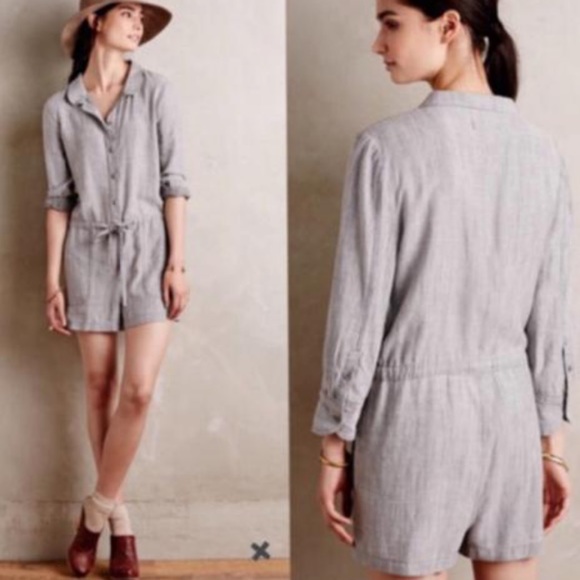 Level 99 Anthropologie Bailey Chambray Romper - Picture 2 of 2